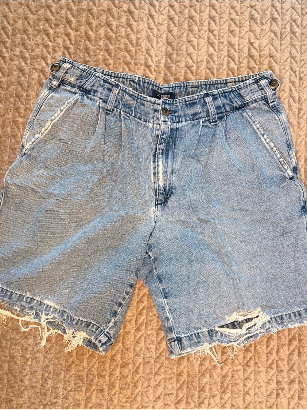 Vintage 90s Dockers Light Blue Denim Shorts with Washed Finish Sz 33